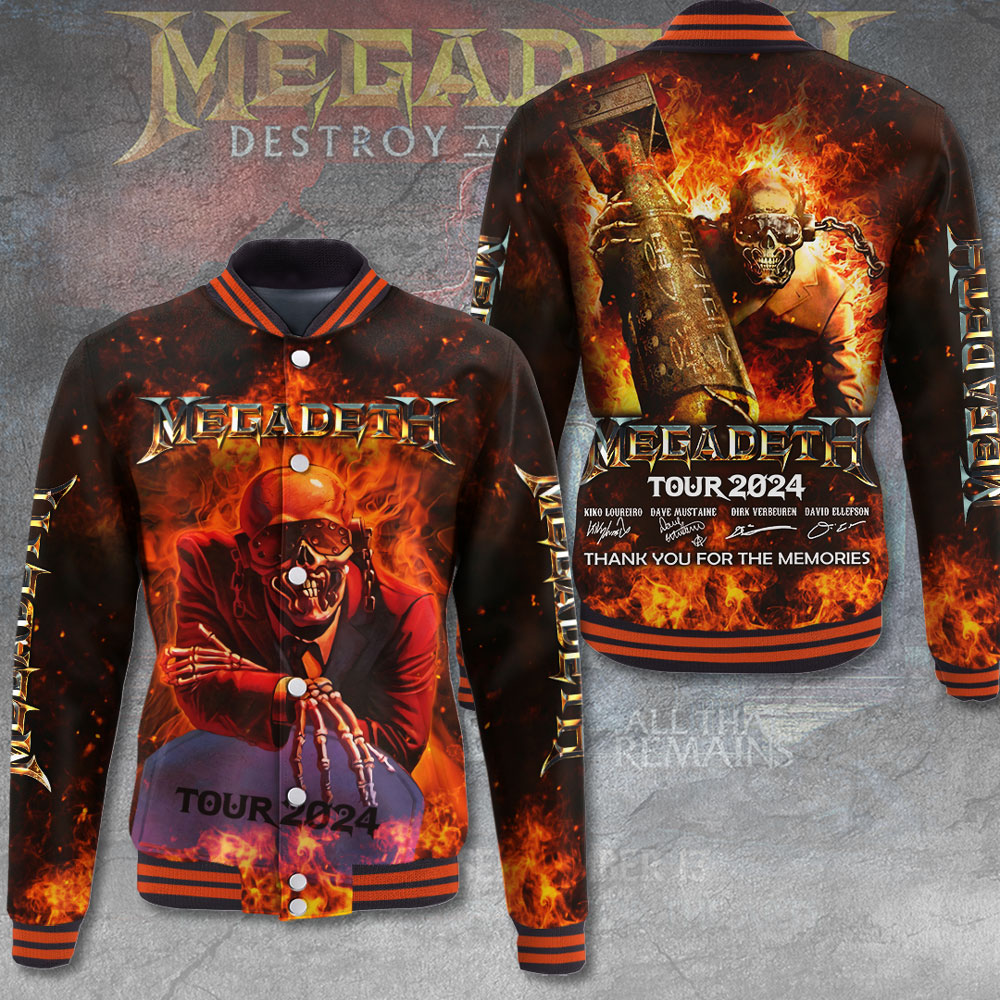Cool Megadeth Band Music Deadly Skull Death Baseball Jacket