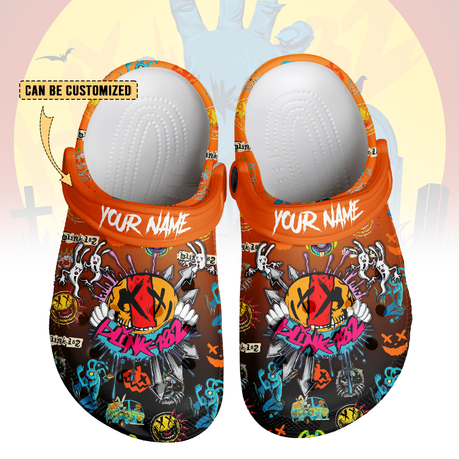 Custom Name Blink-182 x Halloween Music Clogs For Enthusiastic Fans