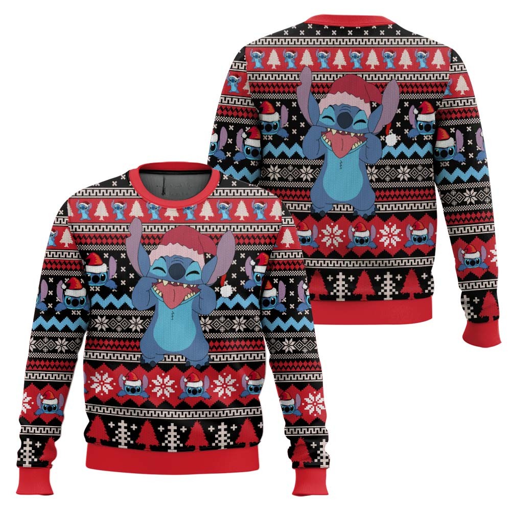 Cute Quirky Stitch Merry Christmas Comfortable 3D All Over Printed Ugly Sweater