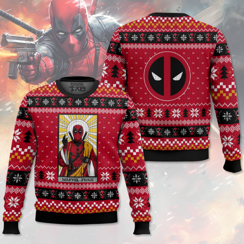 Deadpool Marvel Jesus 3D All Over Printed Red Ugly Sweater