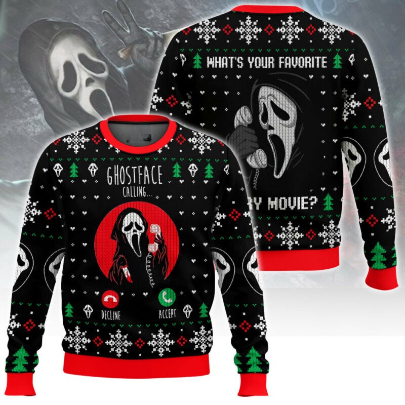 Ghostface Is Calling The Scream Scary Movie 3D All Over Printed Ugly Sweater