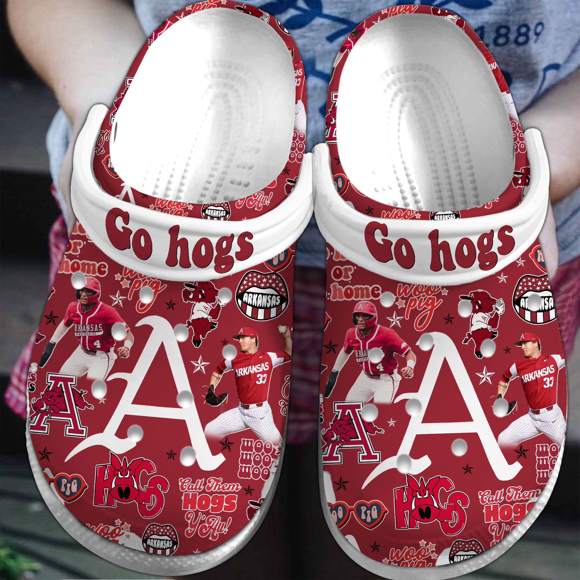 Go Hogs Arkansas Razorbacks Red Cool NCAA Sport Clogs Shoes