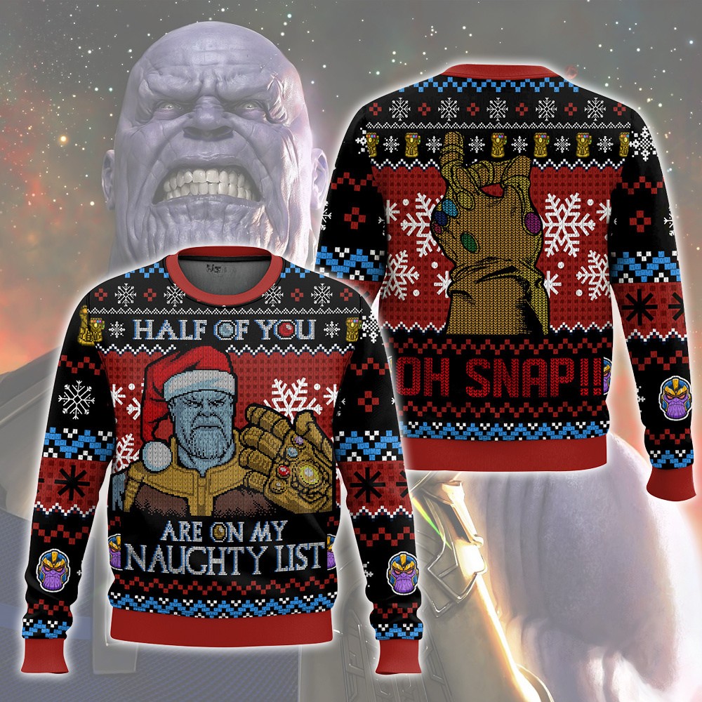 Half Of You Are On My Naughty List Thanos Christmas Edition 3D All Over Printed Ugly Sweater
