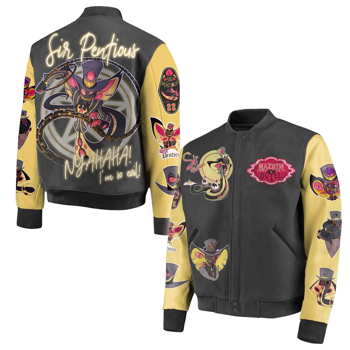 Hazbin Hotel Sir Pentious So Evil Hahaha Baseball Jacket