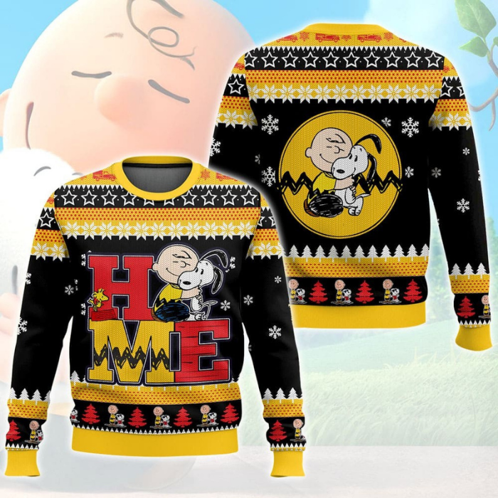 Home Is Where You Are 3D Snoopy & Peanut All Over Printed Ugly Sweater