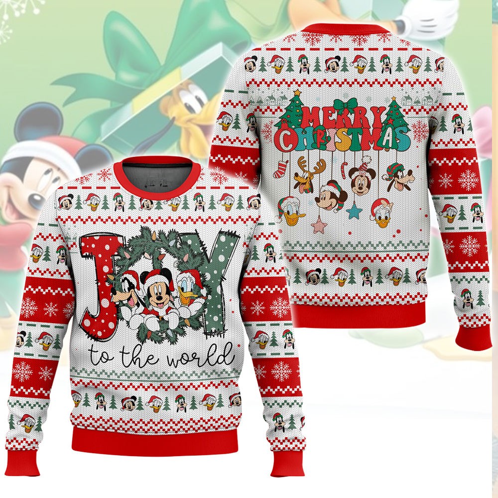 Joy To The World Mickey Mouse & Friends Merry Christmas Disney 3D All Over Printed Ugly Sweater
