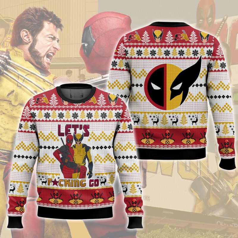 Let's F*cking Go With Deadpool & Wolverine Cool 3D All Over Printed Ugly Sweater