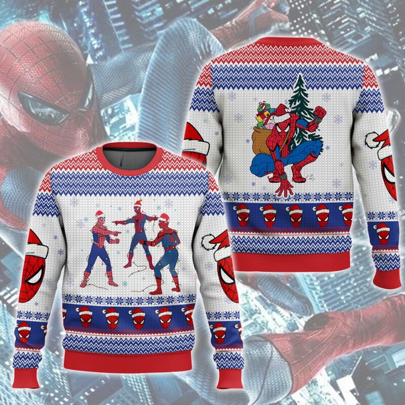 Merry Christmas Spider-Man Meme Trendy 3D All Over Printed Ugly Sweater