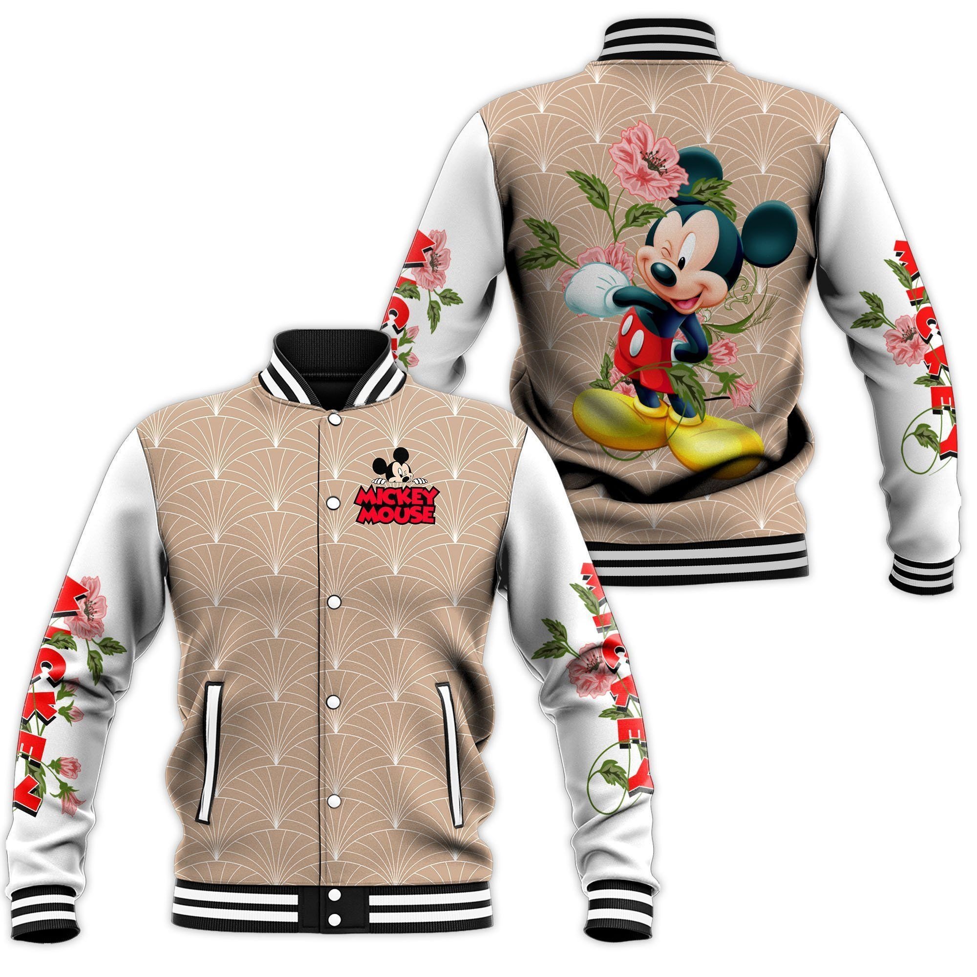Mickey Mouse & Flower Pretty Disney Baseball Jacket