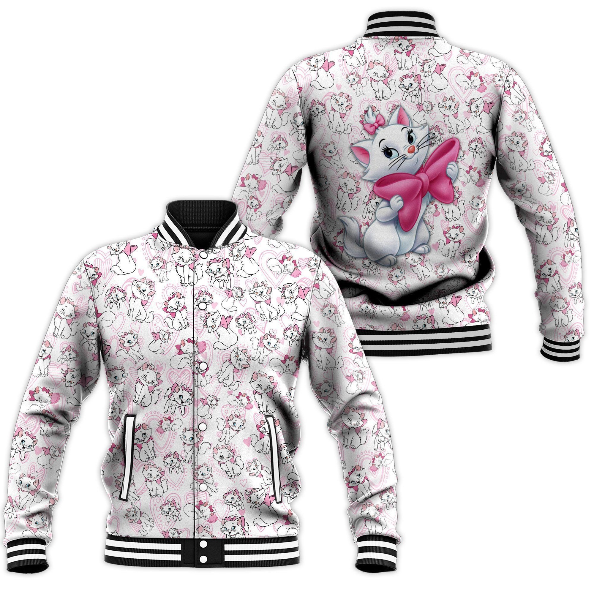 Miss Aristocat Lovely Pink Pattern Cartoon Baseball Jacket