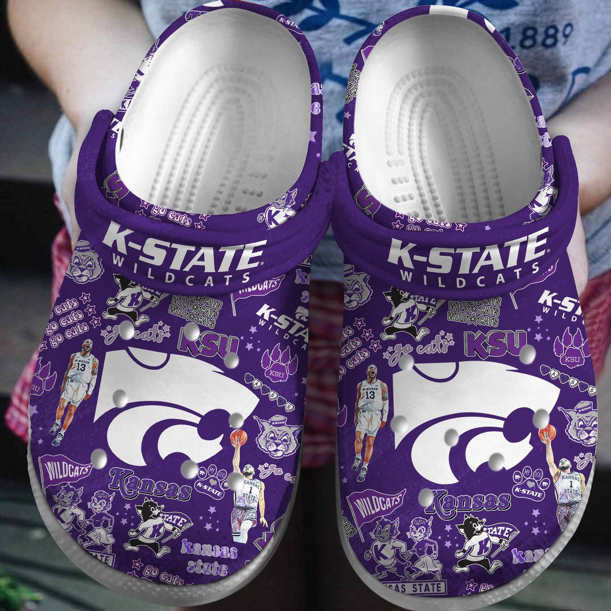 NCAA Kansas State Wildcats Sport Purple Clogs For Kids And Adults