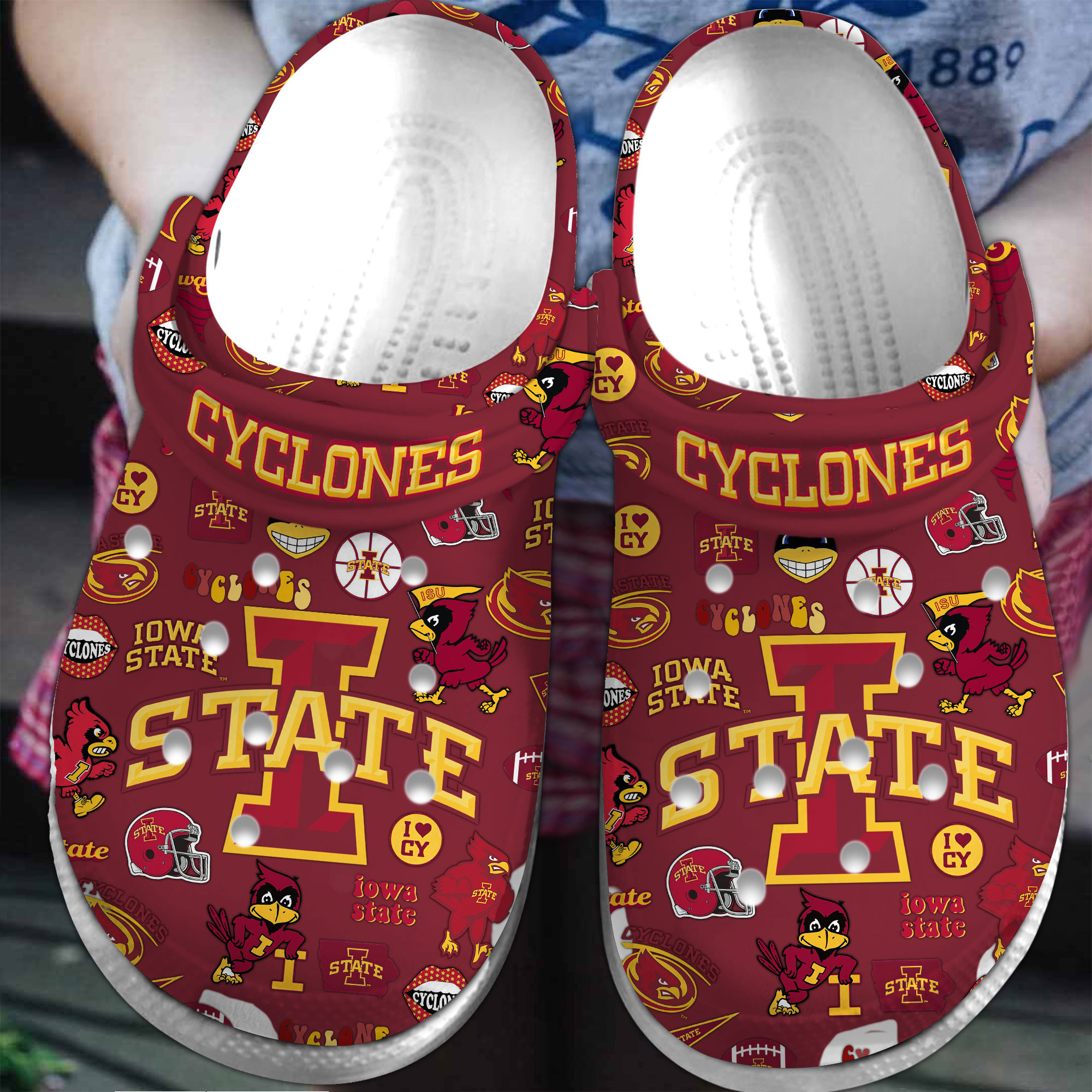 Non-slip Iowa State Cyclones NCAA Sport Red Clogs Fast Shipping Worldwide