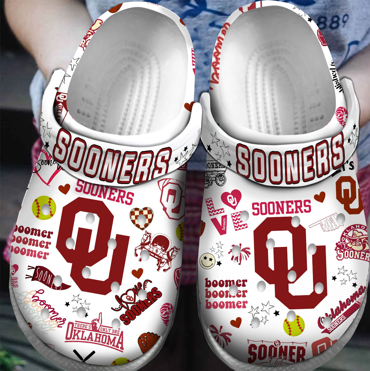 Oklahoma Sooners White NCAA Sport Clogs Fast Shipping Worldwide