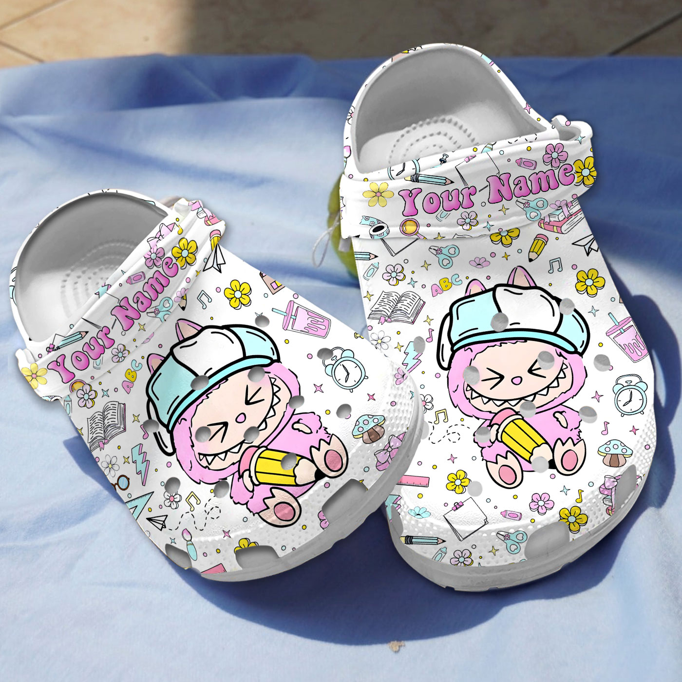 Personalized Happy Pink Labubu Cartoon Clogs For Kids & Adults 