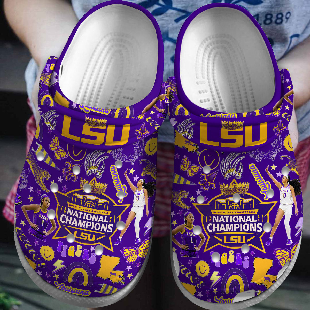 Purple Waterproof Shoes LSU Tigers NCAA Sport Team Clogs