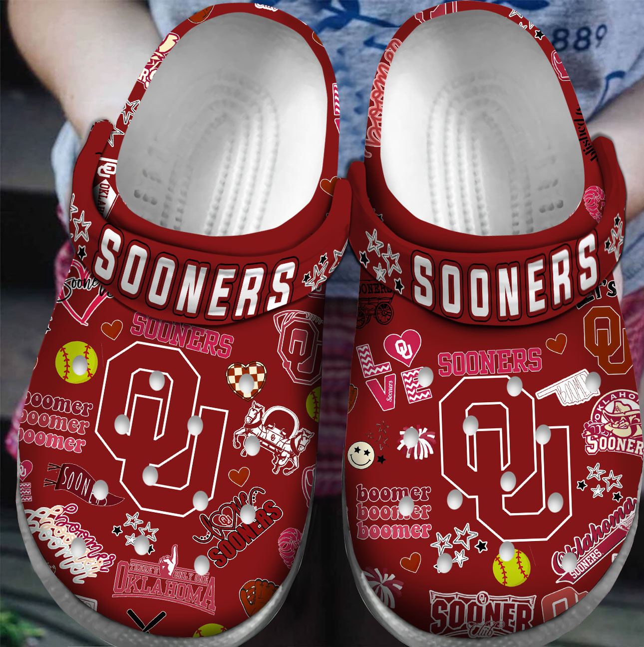 Red Comfort Slippers Oklahoma Sooners NCAA Sport Clogs