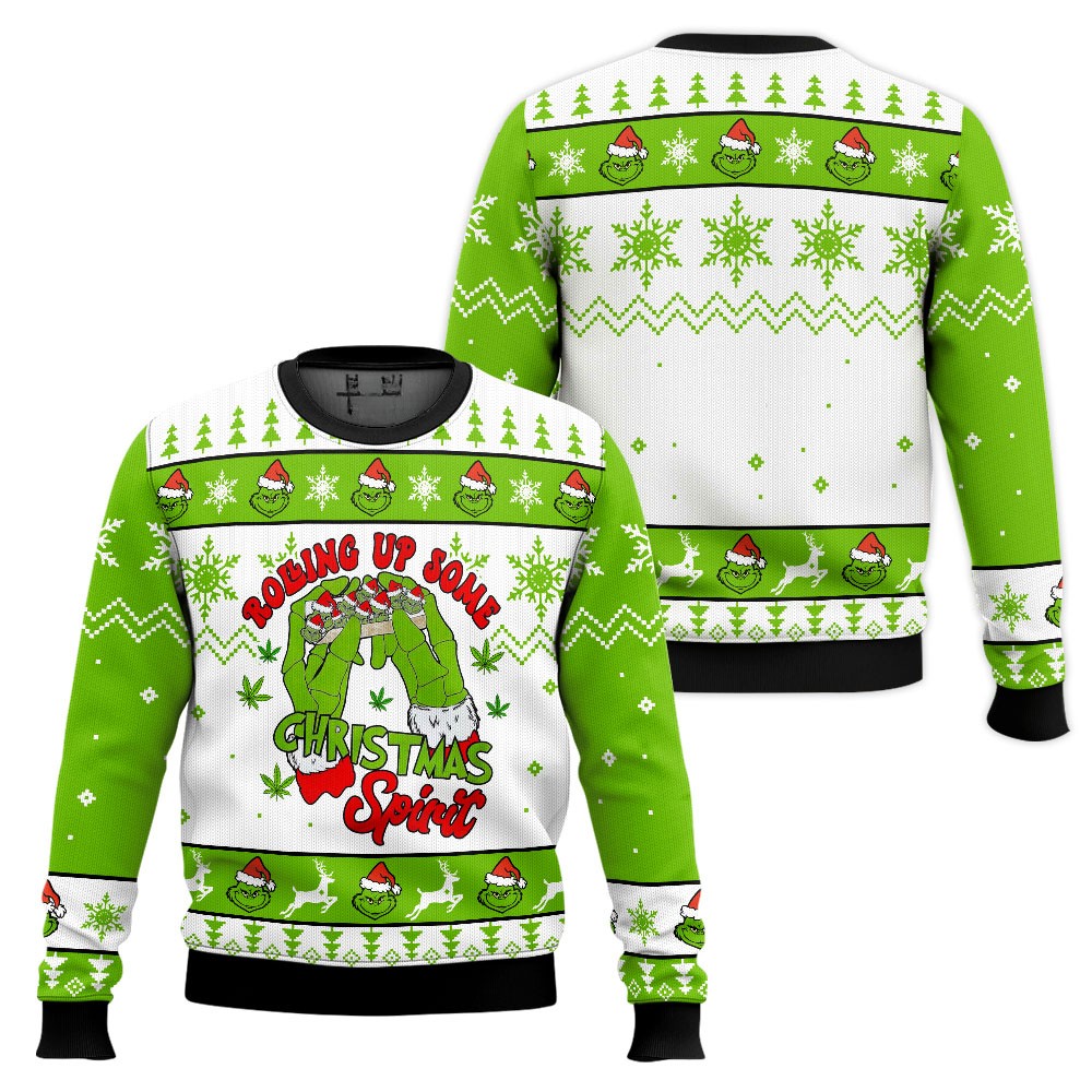 Rolling Up Some Christmas Spirit With Grinch 3D All Over Printed Ugly Sweater