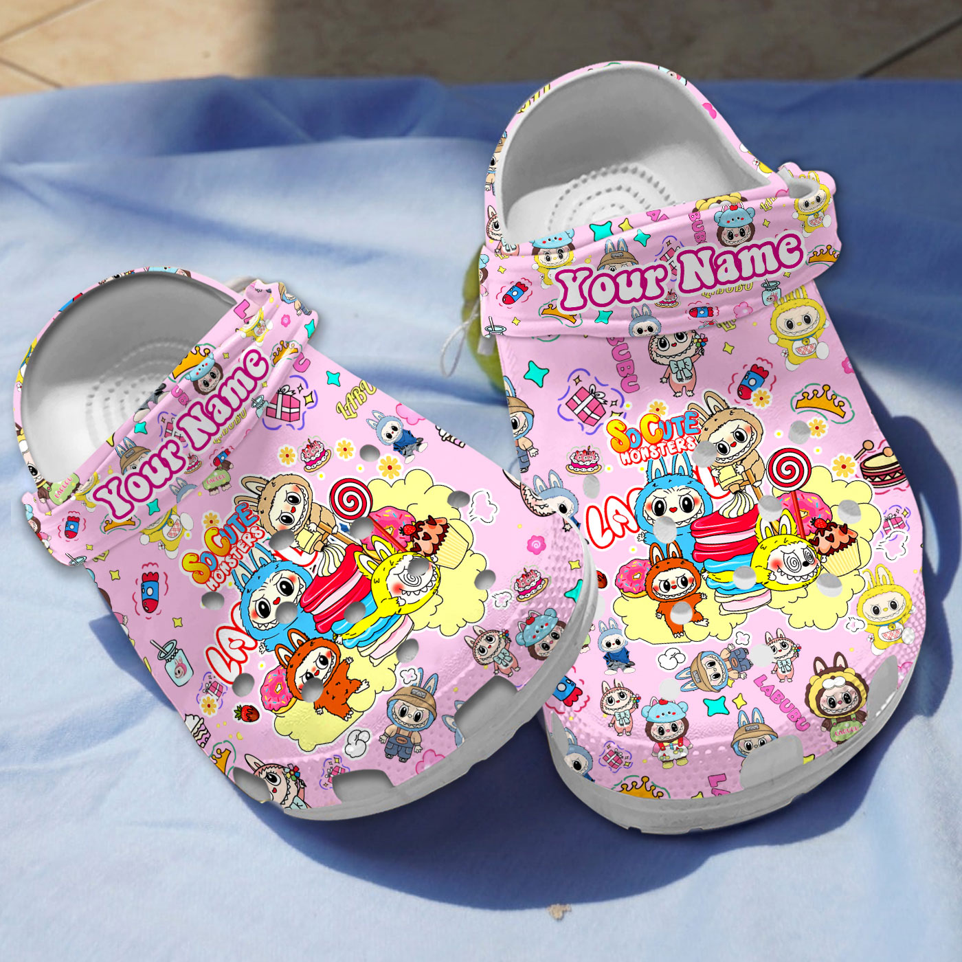 So Cute Labubu Monsters And Sweets Pink All-over Printed Clogs