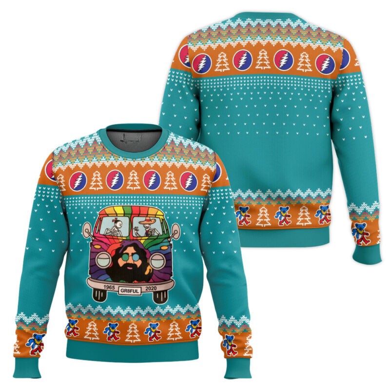 Tie-dye Colorful Campervan Grateful Dead 3D All Over Printed Ugly Sweater For Fans