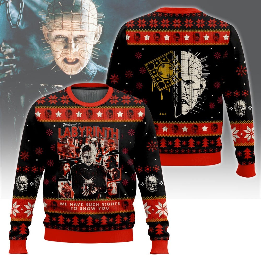 Trendy Welcome to Labyrinth Halloween 3D All Over Printed Ugly Sweater