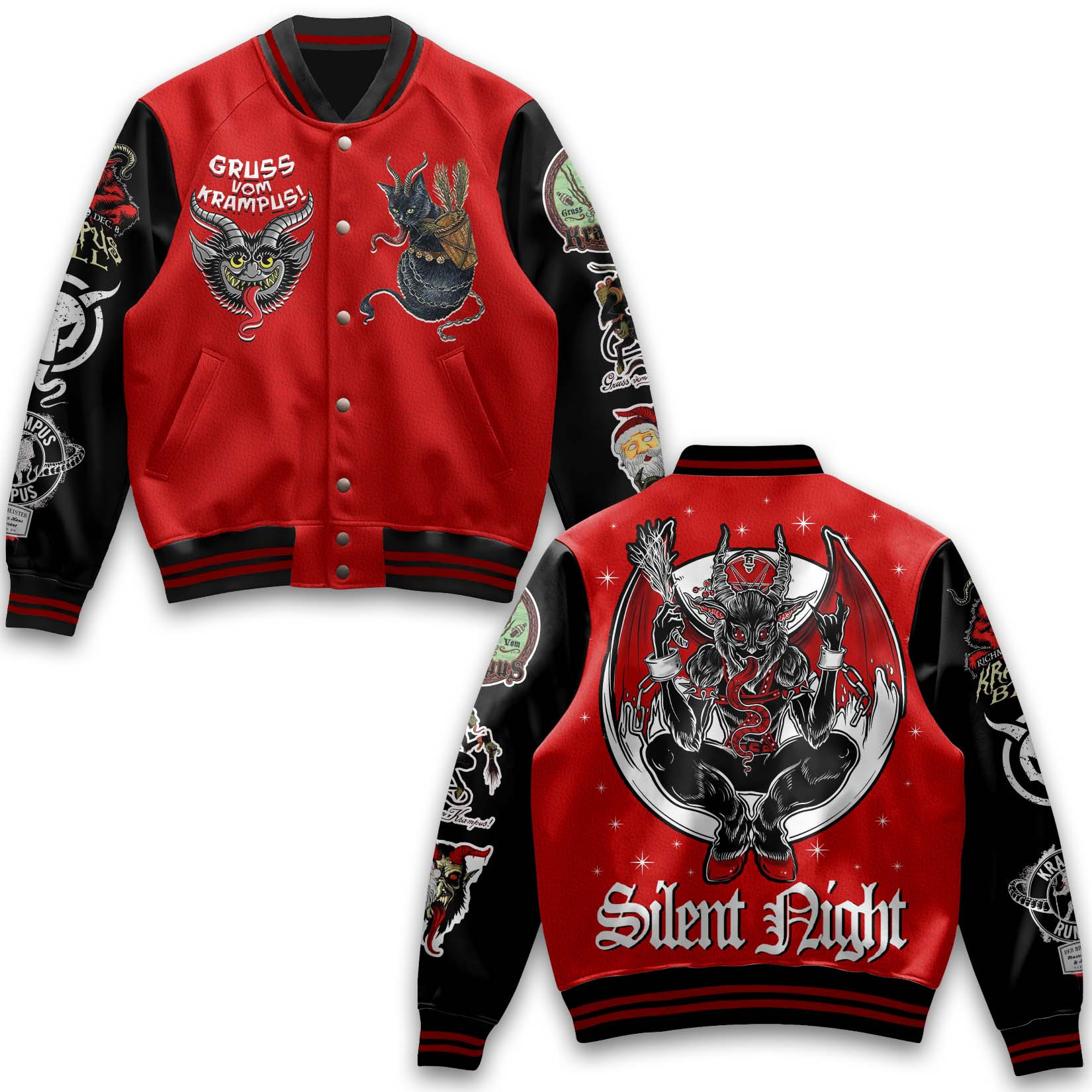 Weird Unique Gruss Vom Krampus Special Red Baseball Jacket