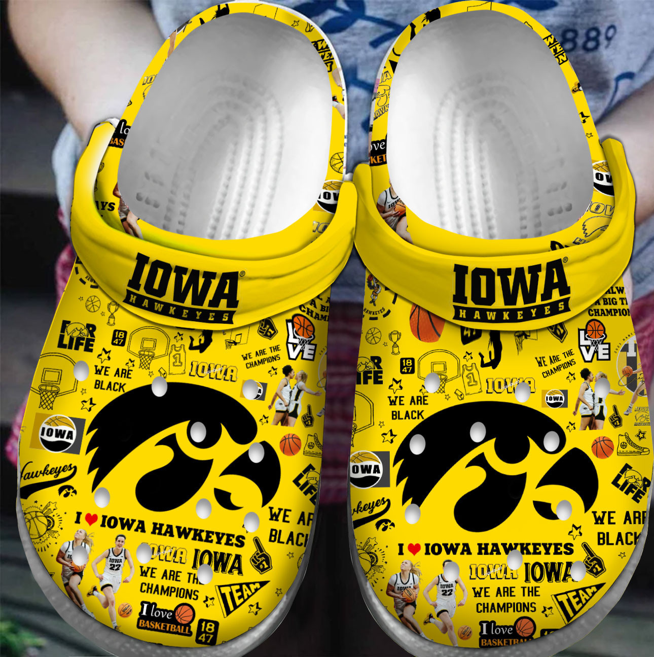 Yellow Unisex Shoes Iowa Hawkeyes NCAA Sport Clogs For Fans