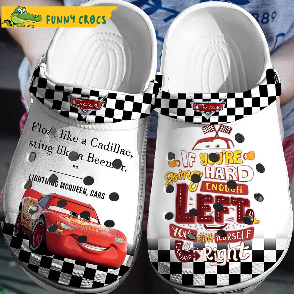Amazing Design Light Up Lightning Mcqueen 3d Printed White Adult Crocs