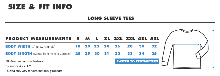 size chart long sleeve