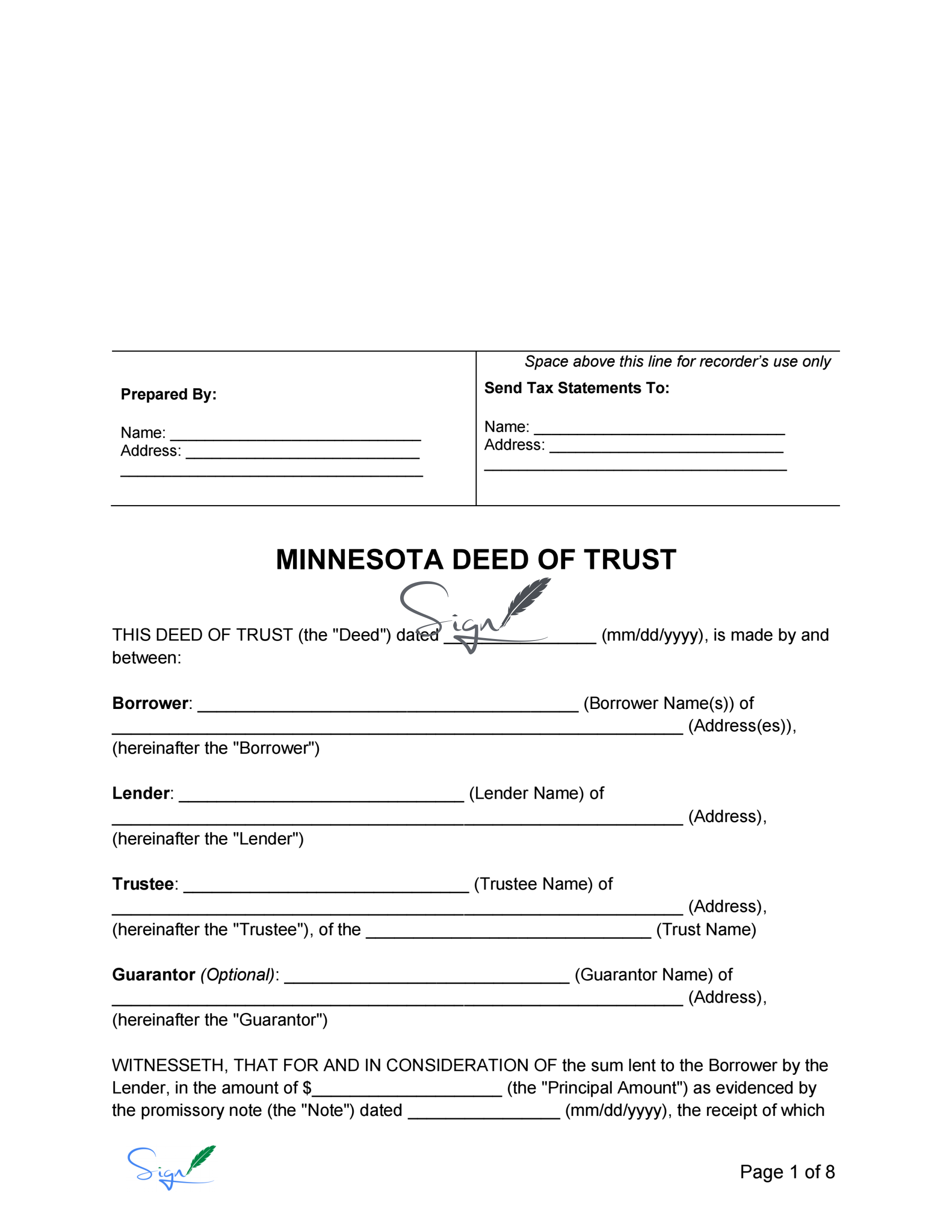 Minnesota Deed of Trust Form templates.bio