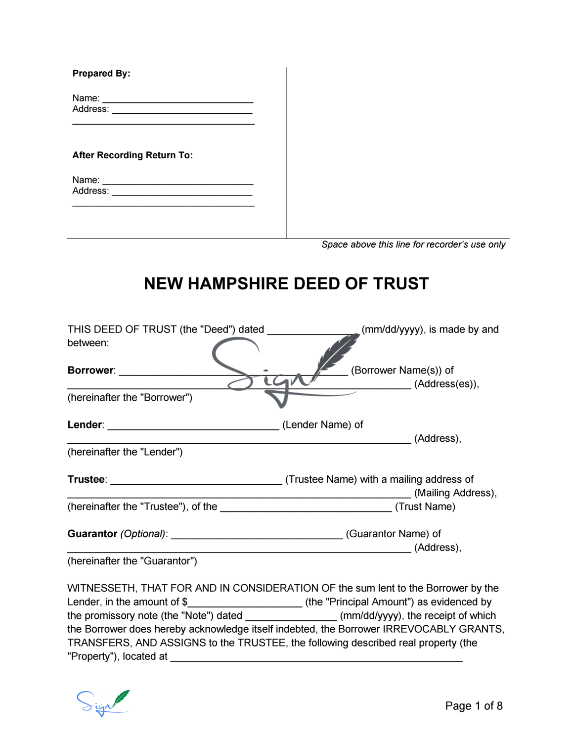 New Hampshire Deed of Trust Form templates.bio