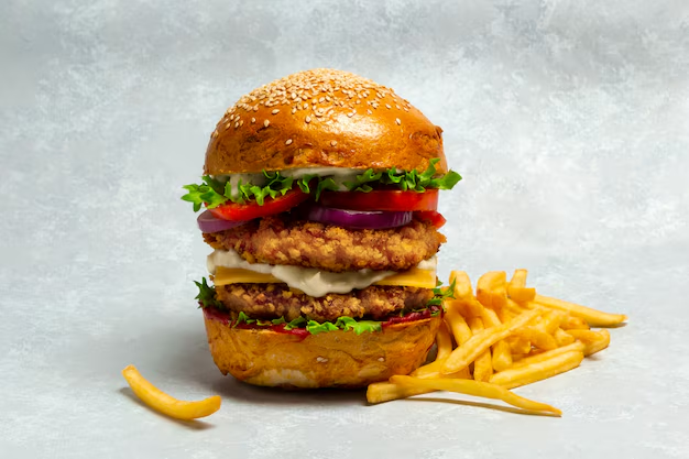 Large Double Chicken + Cheese Burger with Fries