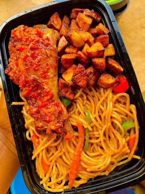 stir fry spaghetti & Turkey + Pet Drink