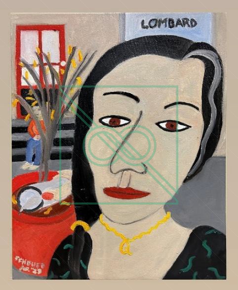 Lombard Gallery Gal w. a Q by Chris Scheuer — Oil