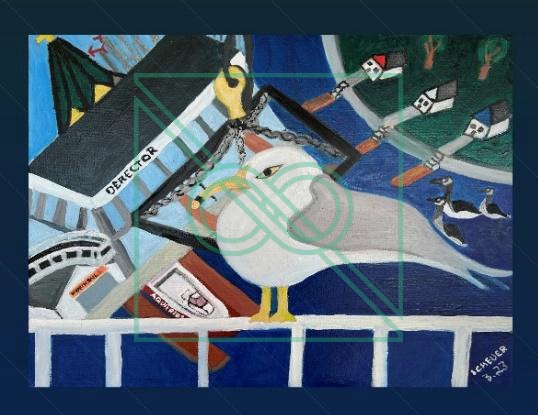 Derector Boat Yard w. the Ship Builders Church by Chris Scheuer — Oil