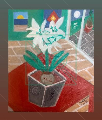 Potted Lily in Studio by Chris Scheuer — Oil