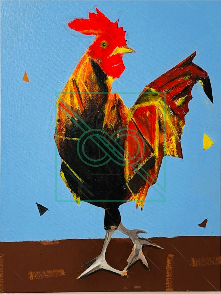 Rooster by Naderson Saint Pierre — oil on canvas