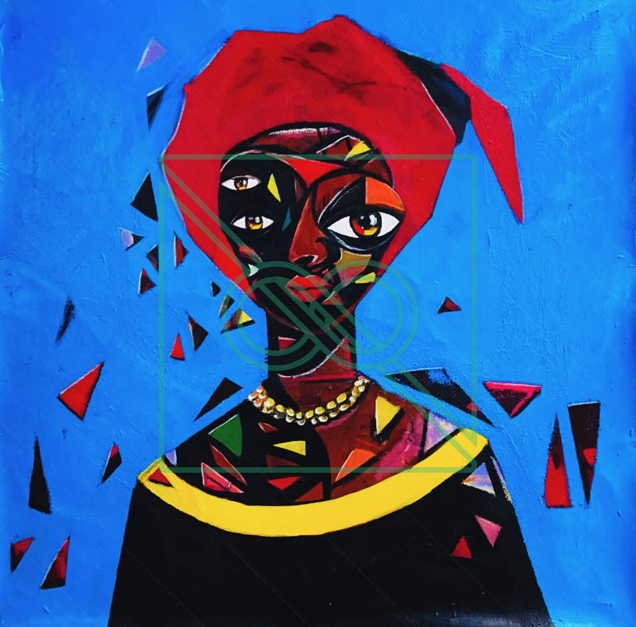 Lady with Red Scarf by Naderson Saint Pierre — oil on canvas