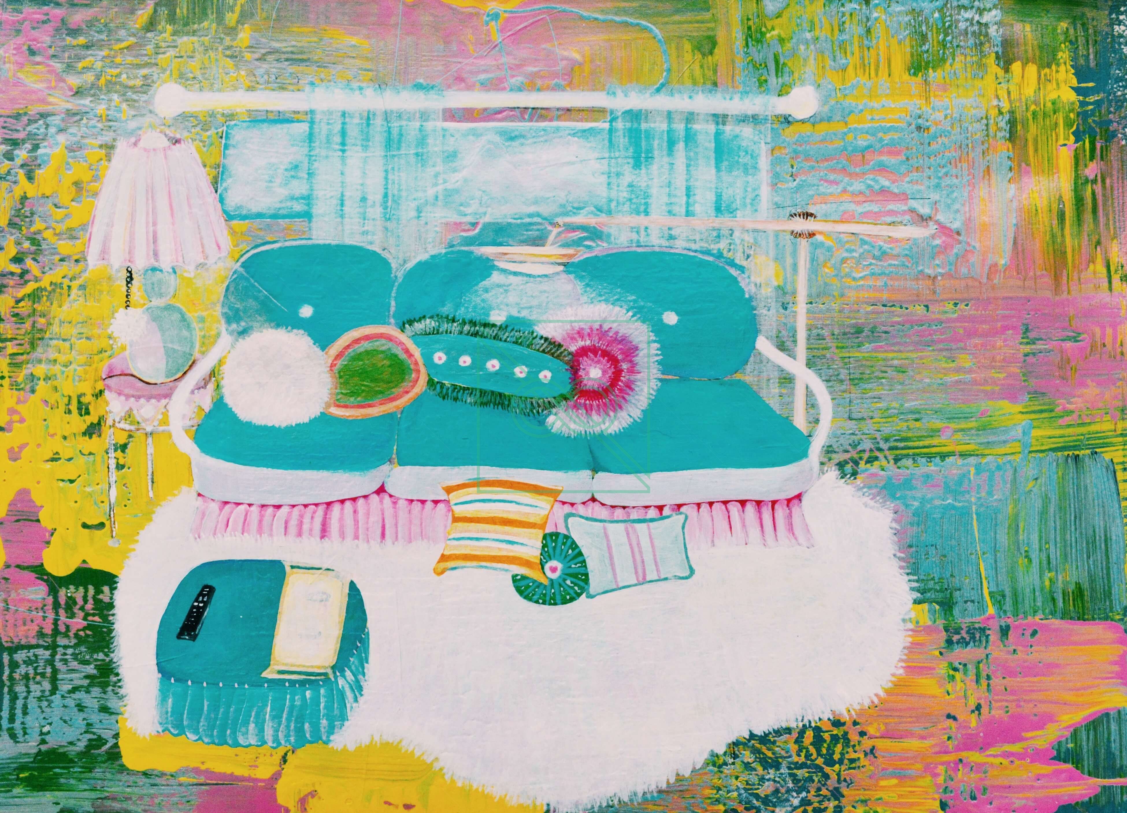 Comfy Couch and Cozy Cushions by Ash Townsend — Latex and acrylic on paper