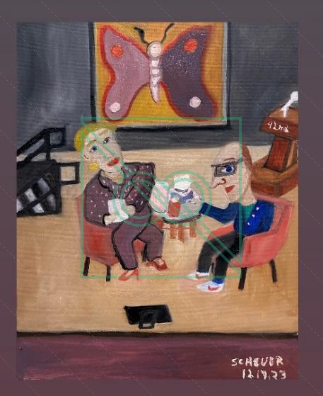 Jerry & Sharon Stone by Chris Scheuer — Oil