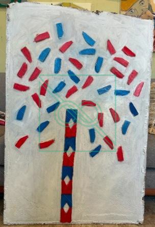 Exploding Flag by Chris Scheuer — Oil, Canvas Corners, Thick Cardboard