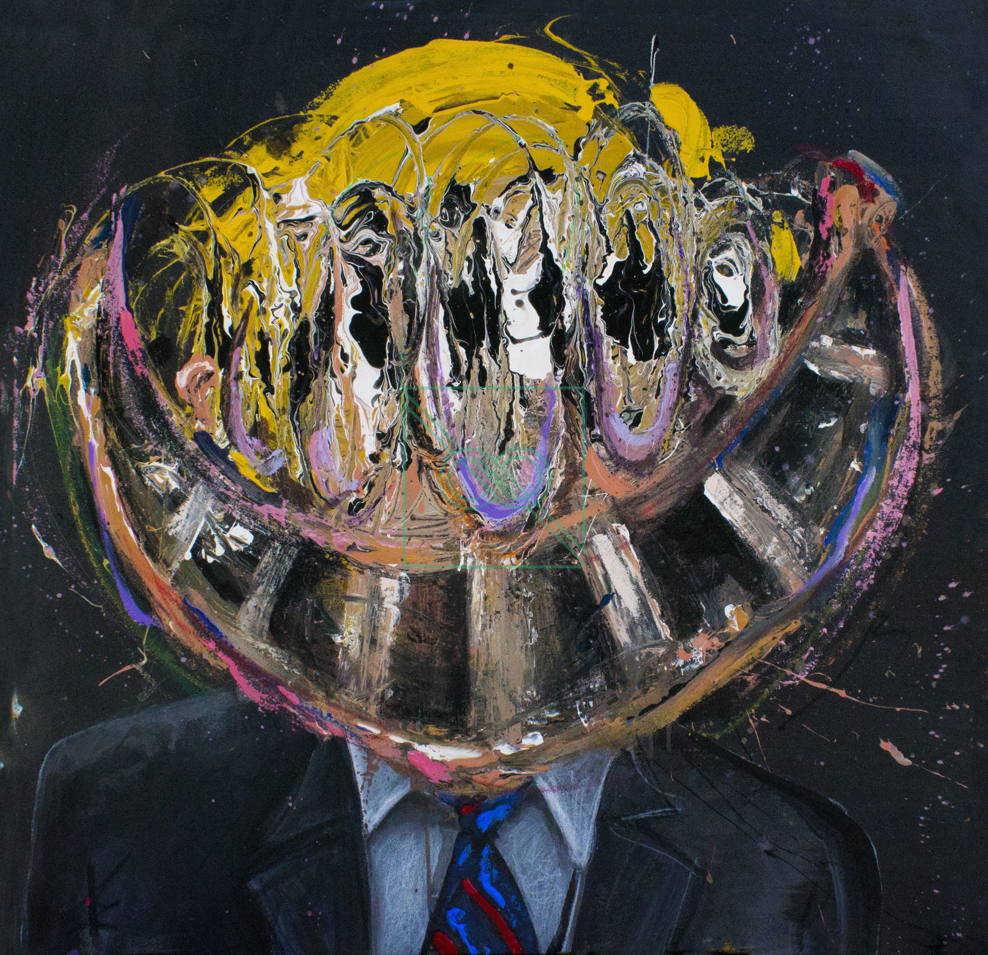 All is Fair When Electioneering by Anthony Rondinone — acrylic on canvas and mixed medium
