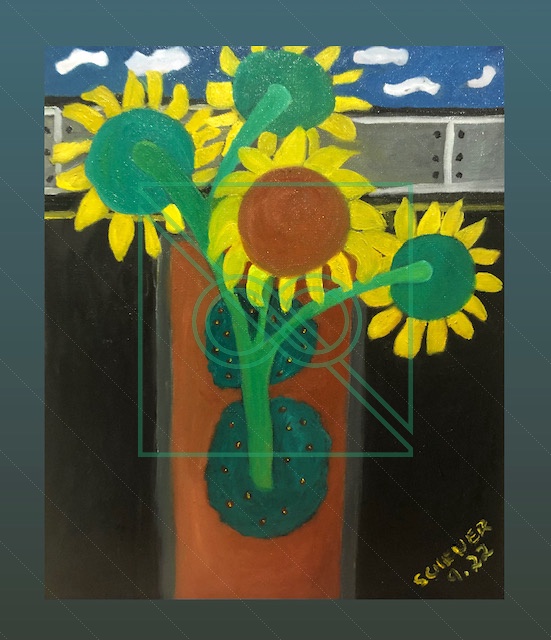 Sun Flowers & Grid by Chris Scheuer — Oil Paint