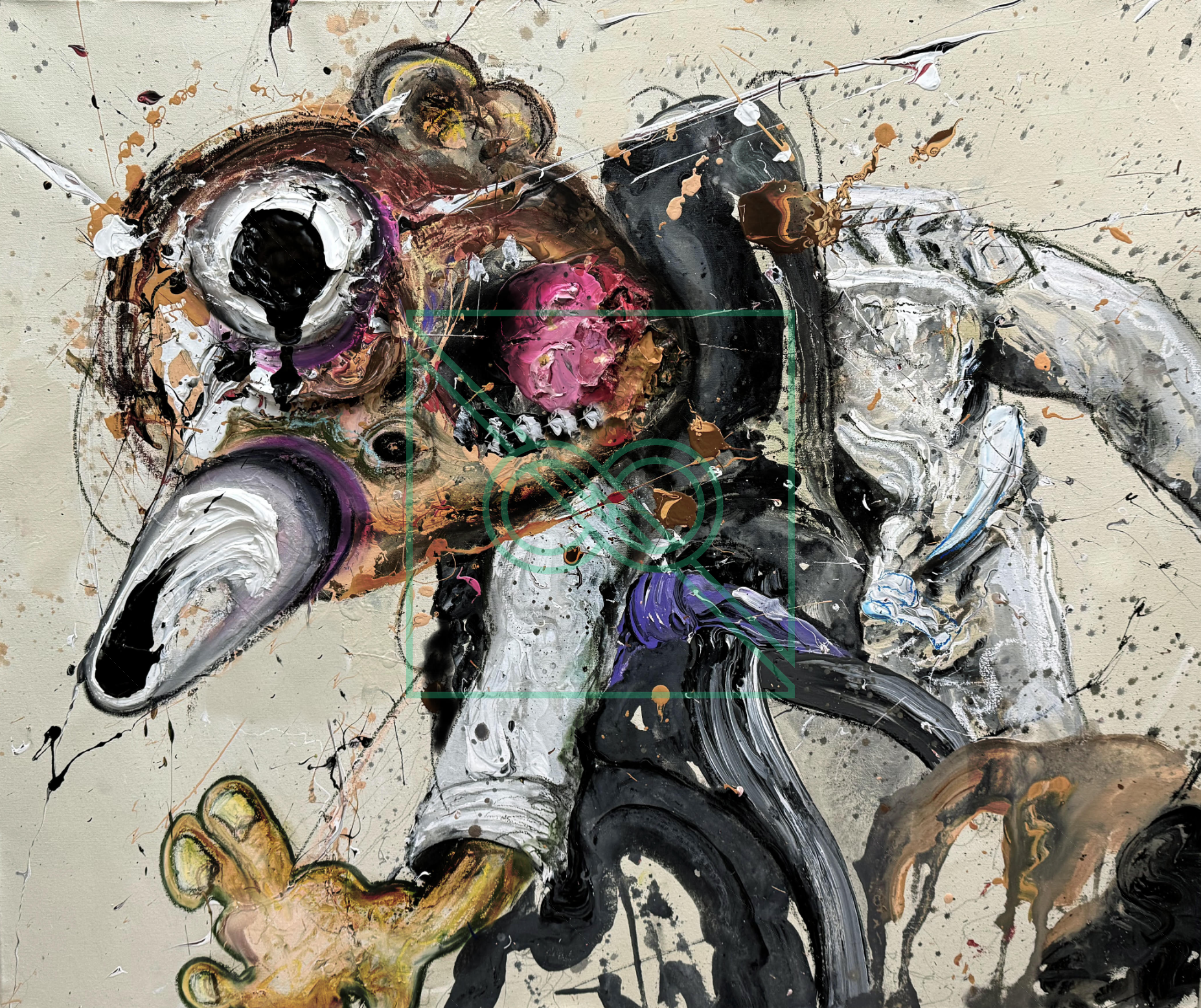 The Problem Solver (I'm no good at crying) by Anthony Rondinone — acrylic on canvas and mixed medium