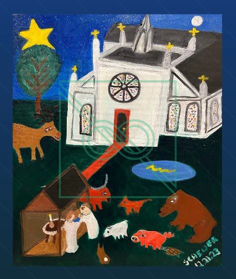 Boat Builders Church Scene by Chris Scheuer — Oil