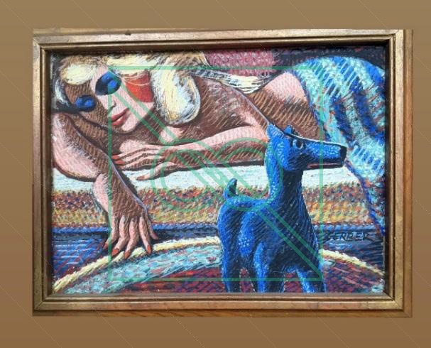 Jack Gerber Woman & Dog by Chris Scheuer — Acrylic on Canvas