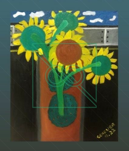 Sunflowers at The Bridge by Chris Scheuer — Oil