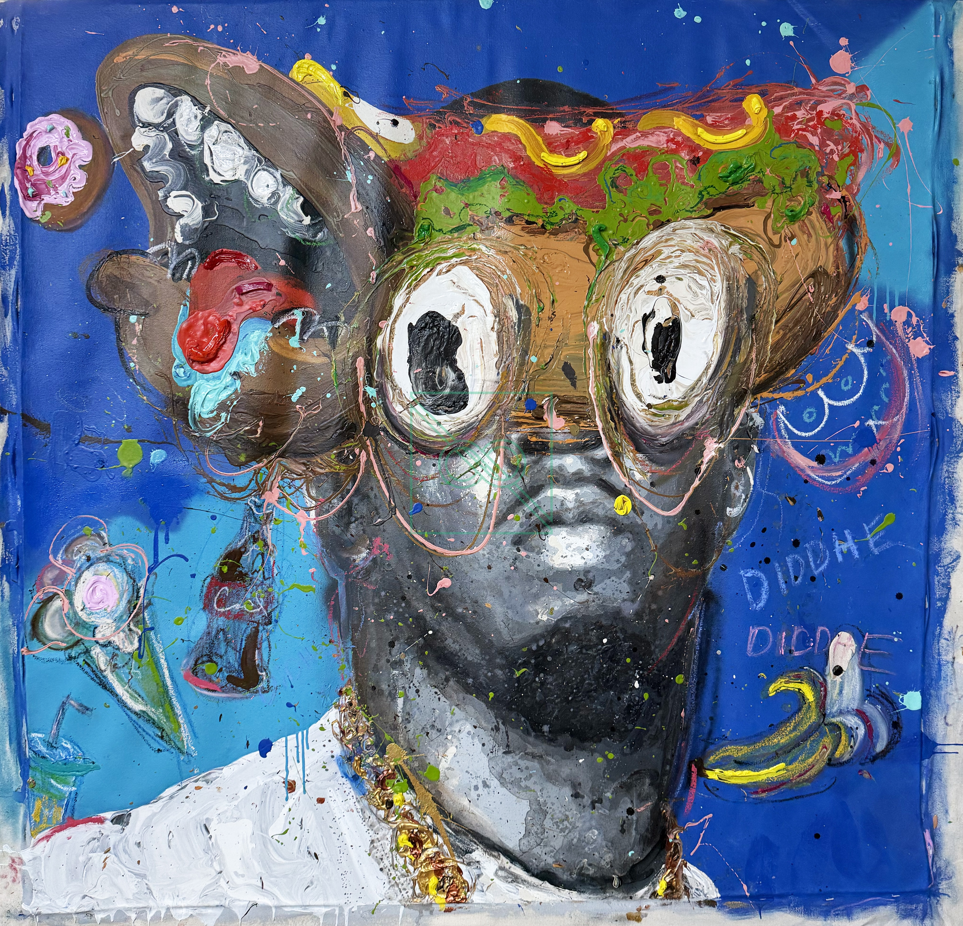 DiddHe? by Anthony Rondinone — acrylic on canvas and mixed medium