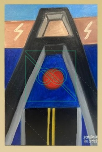 ½ Bridge to 21st c. by Chris Scheuer — Oil