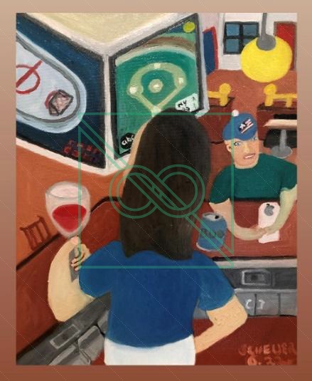 Bud Lite, Baseball Bar Scene by Chris Scheuer — Oil