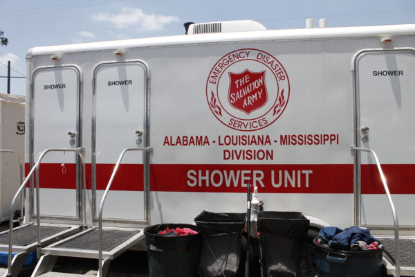 Shower units where migrants are able to shower and clean off before making their way north.